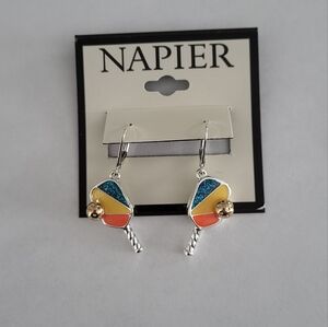 NWT Napier Pickleball Multicolor Silver Earrings